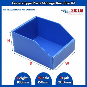 Correx Type Parts Storage Bins Size 03